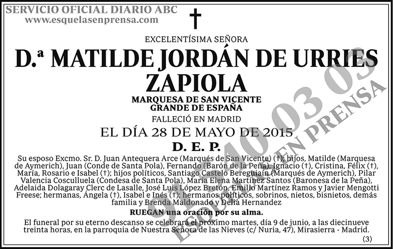 Matilde Jordán de Urries Zapiola